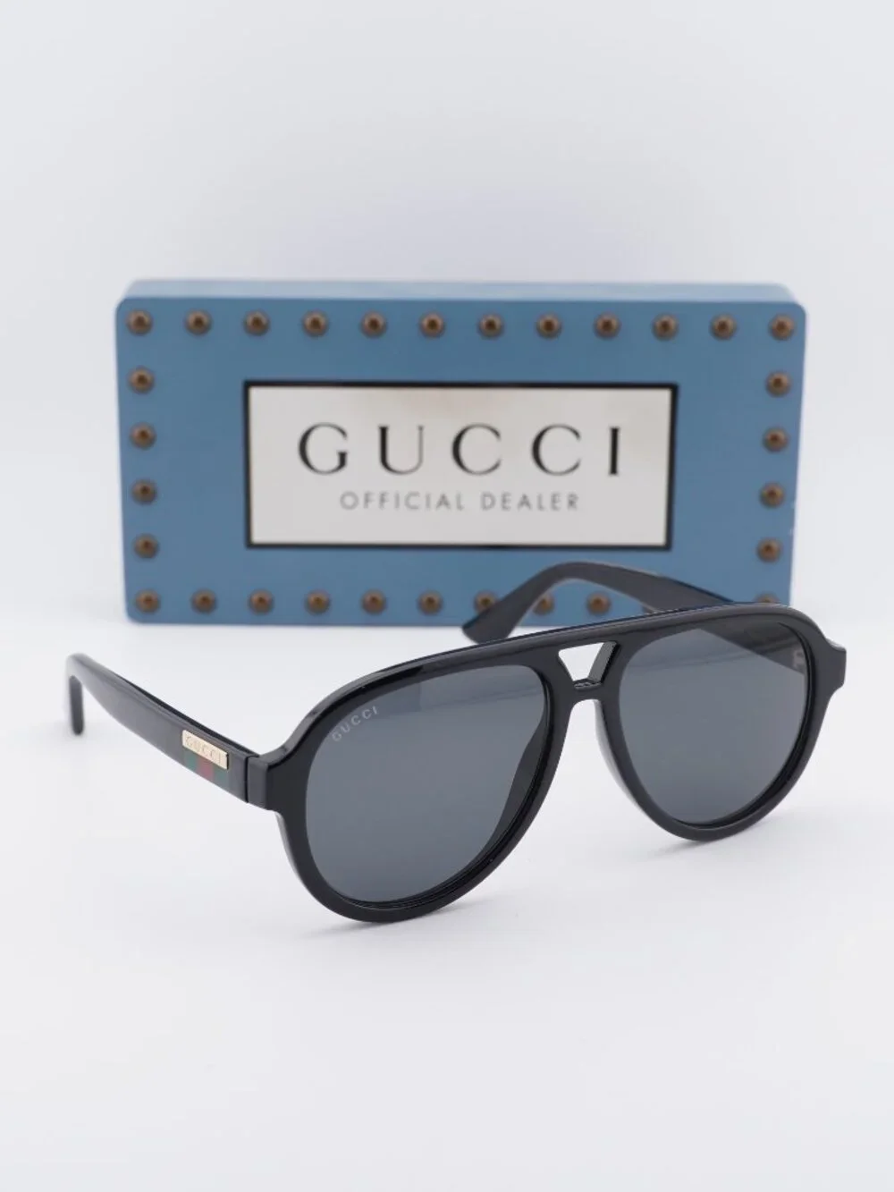 Gucci GG0767S 001 Aviator Men Sunglasses - Black / Grey